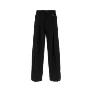 Wooyoungmi Men Black Wool Blend Wide-Leg Pant